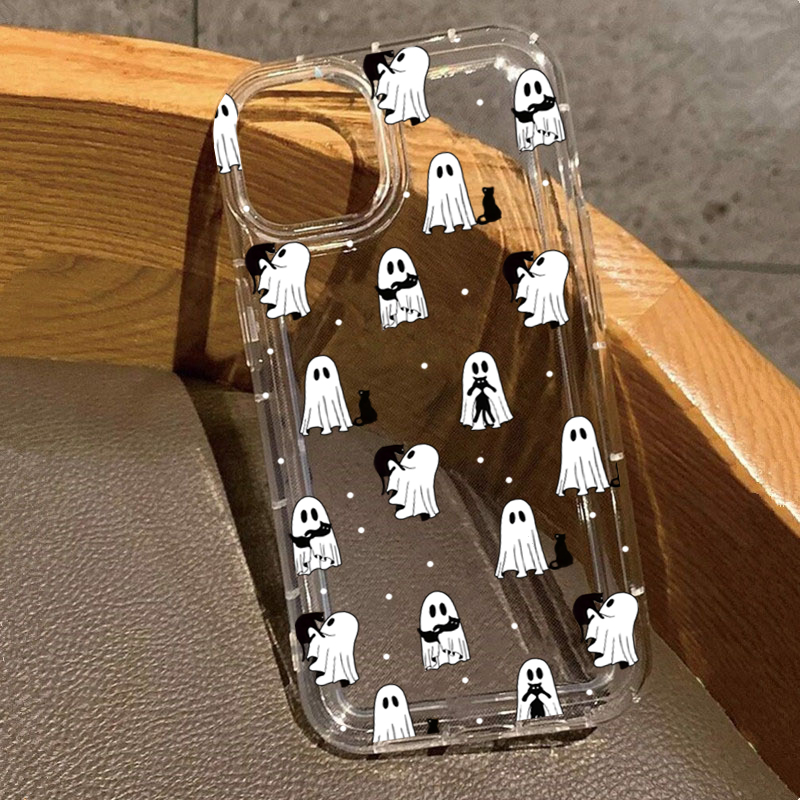 Apple Iphone 15 - Coque transparente imprimée fantôme et fleurs